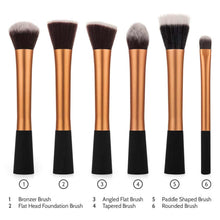 Load image into Gallery viewer, Savisto Essentials Uk Makeup Brushes Set Gold 6 Brushes Included
